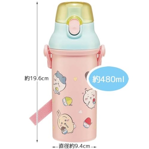 Skater Chikawa Water Bottle 480ml Children's Antibacterial Plastic Child Friendly Lightweight Made In Japan PSB5SANAG-A