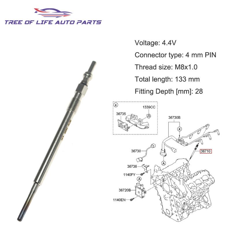 6x 4.4V Dual Core Heater Glow Plugs For Hyundai Veracruz 3.0 V6 CRDi 4WD 2008 2009 2010 2011+ 36710-3A000 010266019