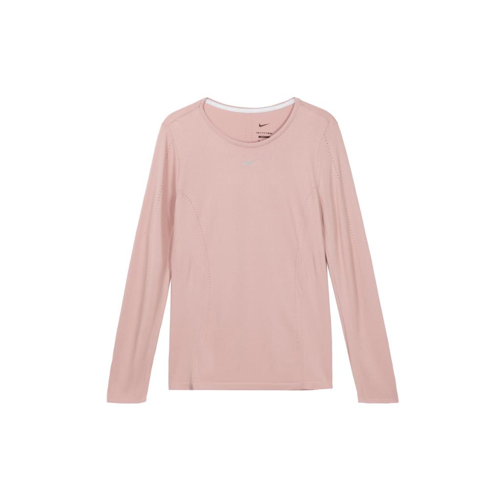 Nike Solid Color Crew Neck Slim Fit Long Sleeve Fitness Top Women Tops Pink DD0594-609