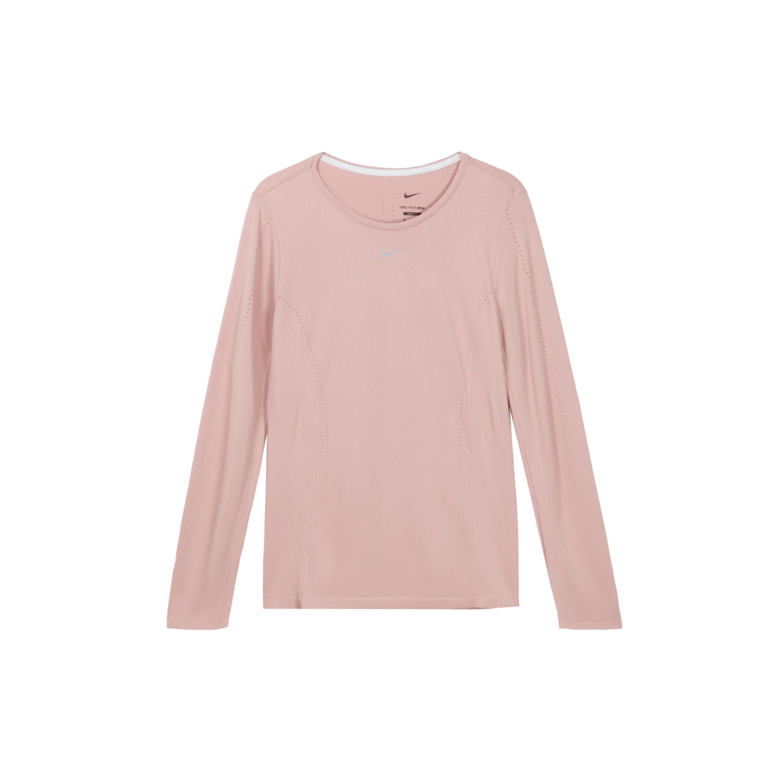 

Nike Сплошной цвет с круглым вырезом, приталенный топ для фитнеса с длинными рукавами, женские топы, розовый DD0594-609 M