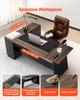 L-Shaped Executive Desk, Large Modern Office Table with Drawers and Storage Cabinet, Heavy Duty Wooden Executive Table, 158.7 KG Load Capacity, Easy