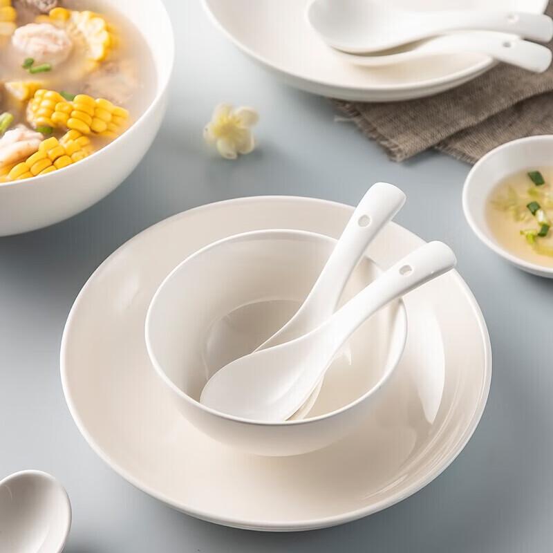 MAXCOOK White Ceramic Small Soup Spoon, 5.5-inch