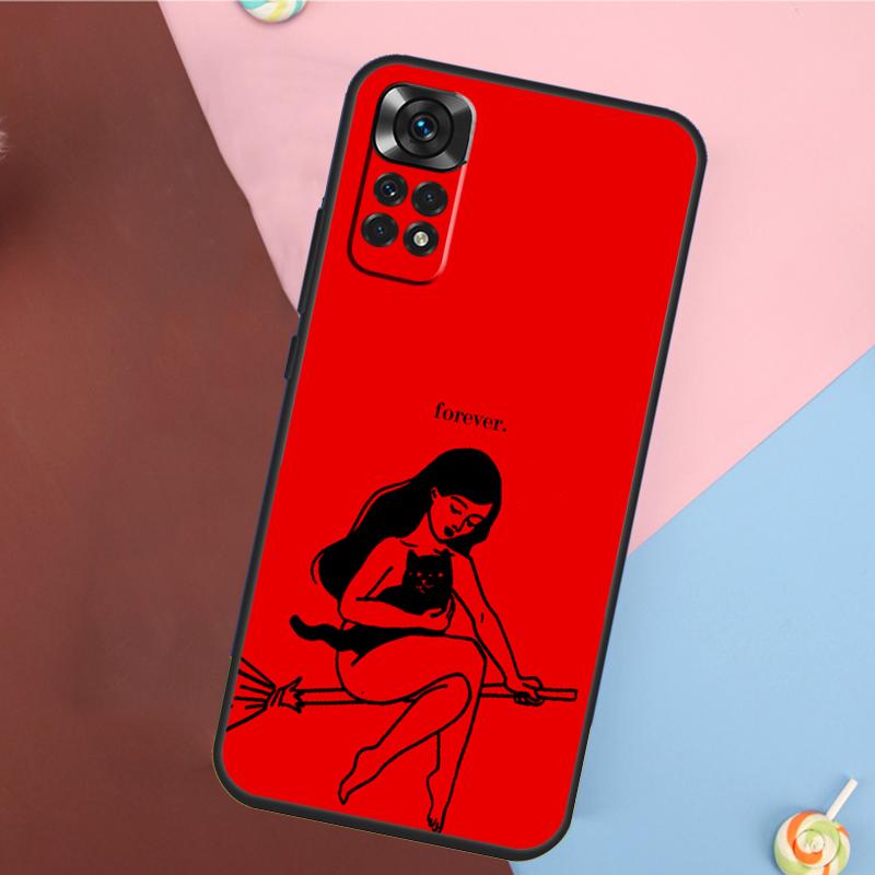 Red Aesthetics Doodles Art Cover For Xiaomi Redmi Note 14 13 12 9 10 11 Pro 9S 10S 11S 12S Redmi 14C 10C 12C 13C Case