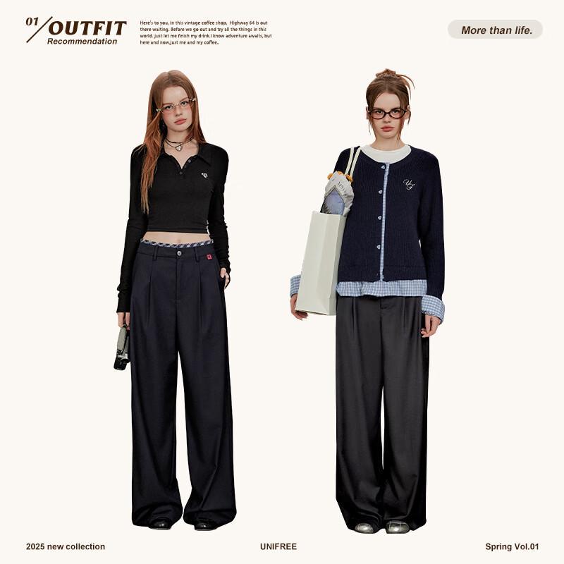 UNIFREE Women's Loose Drape Wide-Leg Trousers