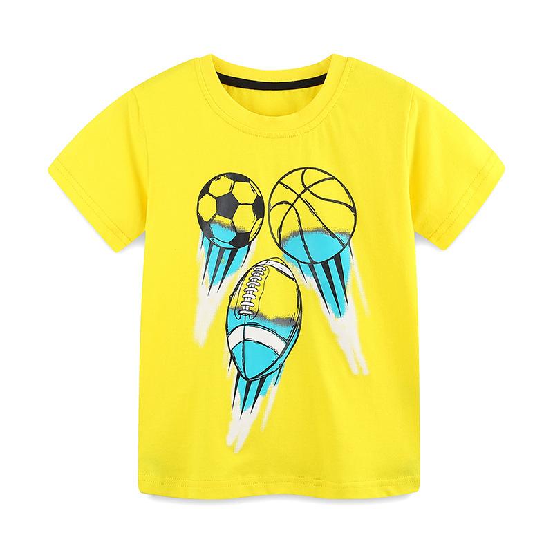 Summer New Boys' T-shirt Football Printed Children's T-shirts Fashion Children's Round Neck Hoodie Tee Apparel
