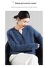 Women's 100% Pure Wool Brushed Round Neck Cardigan Sweater - Autumn Style