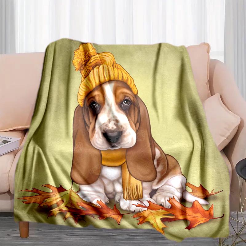 1PC Dog cute printed blanket, all season lightweight home office outdoor nap multifunctional blanket A3
