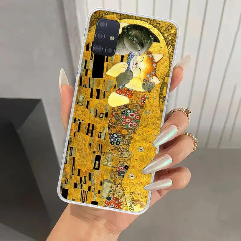 Kiss by Gustav Klimt Desig Phone Case for Samsung Galaxy A52 A32 A22 A12 A02S A50S A30S A10S Note 20 Ultra 10 Plus S10 A31 A20 A