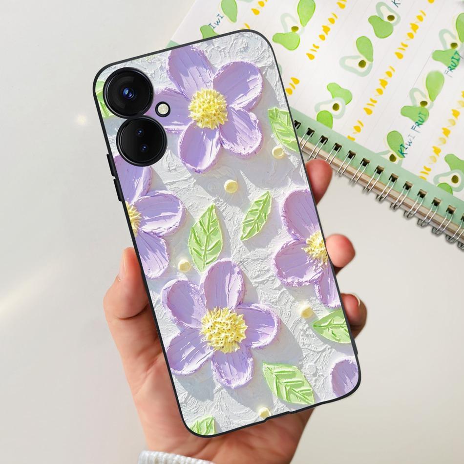 For Tecno Spark 9 Pro KH7 KH7n Cute Cartoon Phone Case For Tecno Spark 9Pro Black Silicone Soft TPU Cases