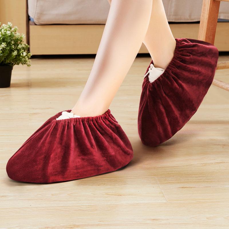 1 Pair Thicken Plush Shoe Covers Reusable Anti-slip Soles Durable Wear-resistant Foot Covers For Indoor Outdoor Shoe Covers