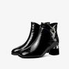 2026 Herbst und Winter Neue Kleine Stiefeletten Lässig Runde Spitze Lackleder Vintage Damen Nackte Stiefel