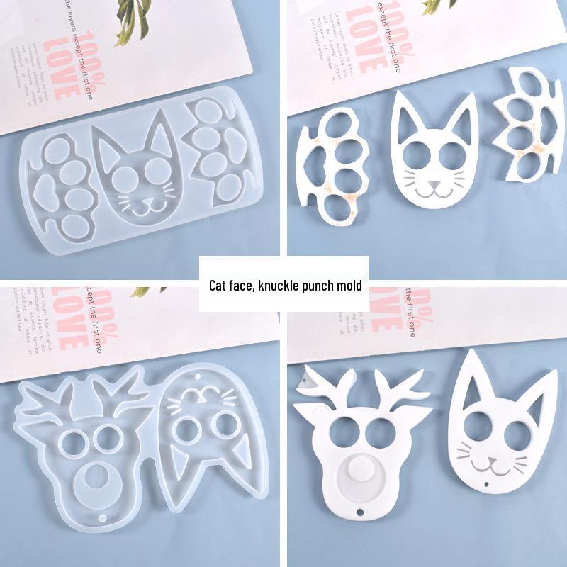 Poppy DIY Cat Face Resin Keychain Mold & Finger Armor Silicone Mold Set
