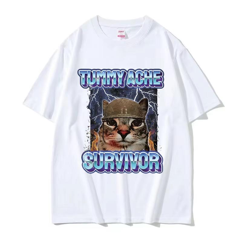 Tummy Ache Survivor Cat Funny Graphic T-shirt
