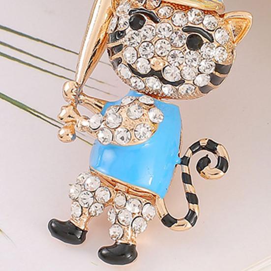 Alloy Tiger Keychain Rhinestone Colorful Enamel 3D Tiger Charm with Keyring Baseball Player Tiger Keychain Gift for Teens Baseball Lovers