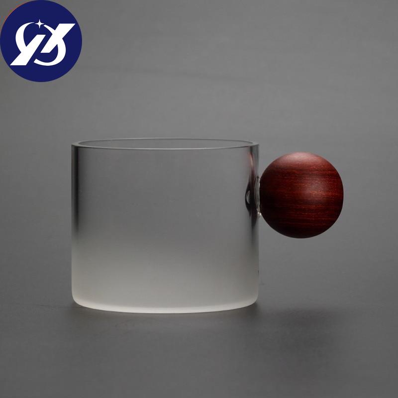 Glas W Himmel Weinglas mit Holzgriff Büro Kleine Teetasse Handgefertigter Becher Trinkgeschirr