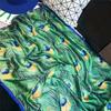Latest Lovely Animal Green Peacock Feather Silk Shawl Scarf Spain Luxury  Beach Bandanas Foulard Sjaal Wrap Hijab Caps