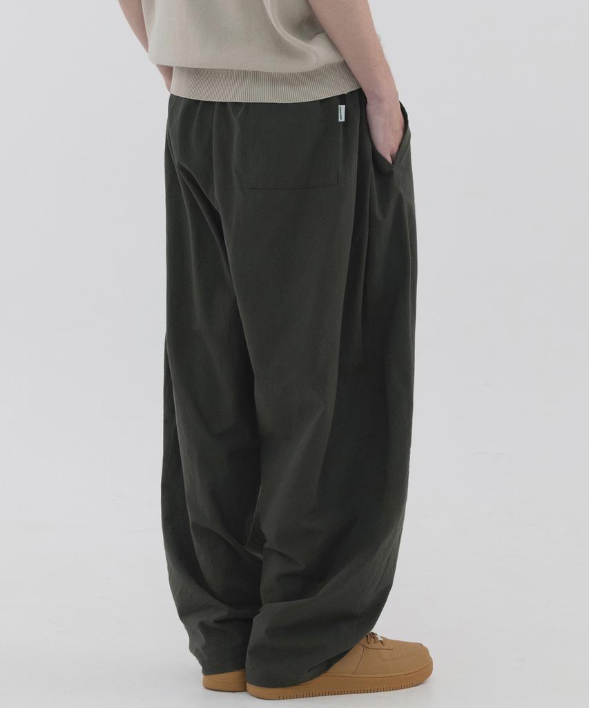 PIANER Linen-Like Side Pleated Balloon Pants (Charcoal)