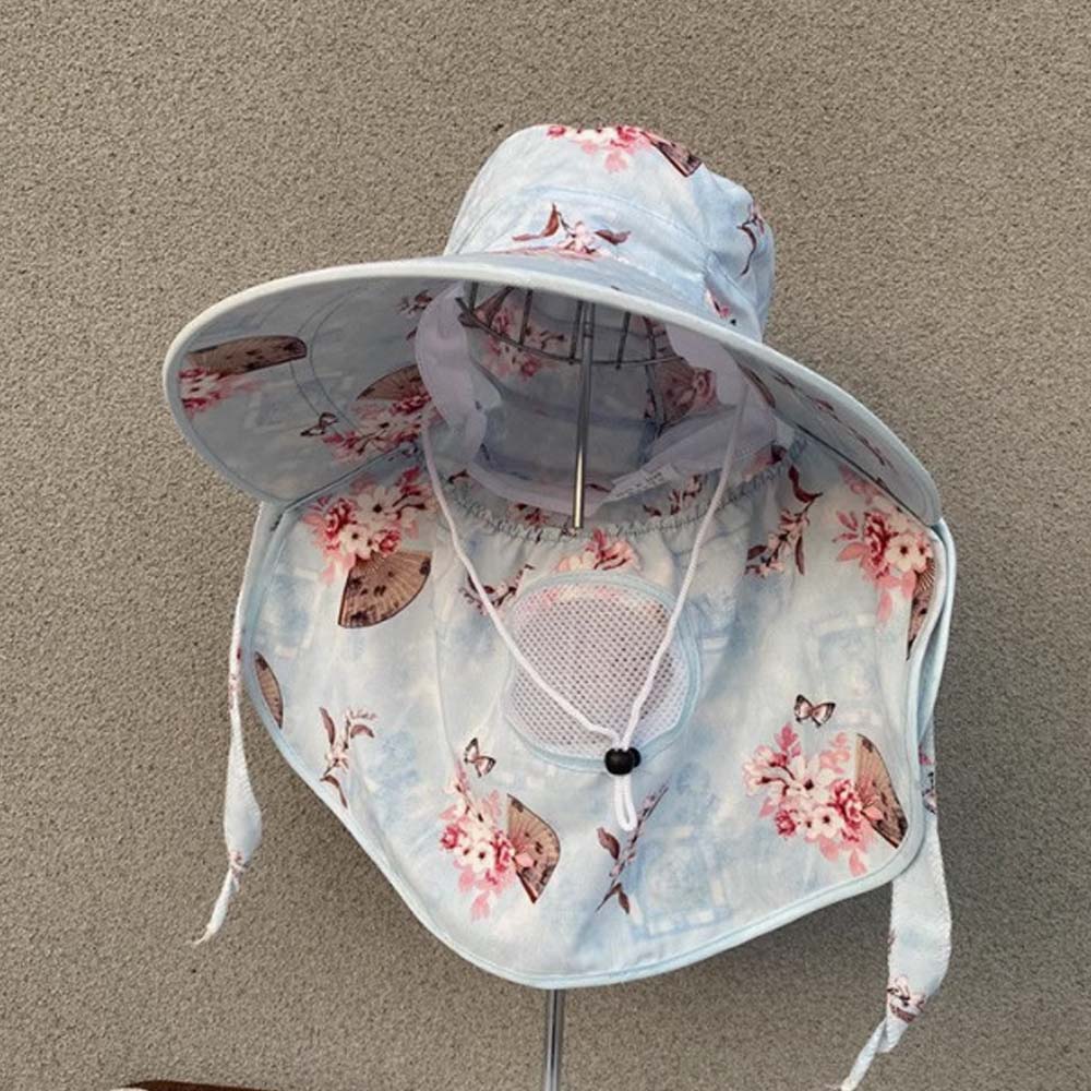 Anti-UV Mask Picking Tea Hat Flower Neck Protection Hat Sun Hat Sunshade Shawl Cap  Sport