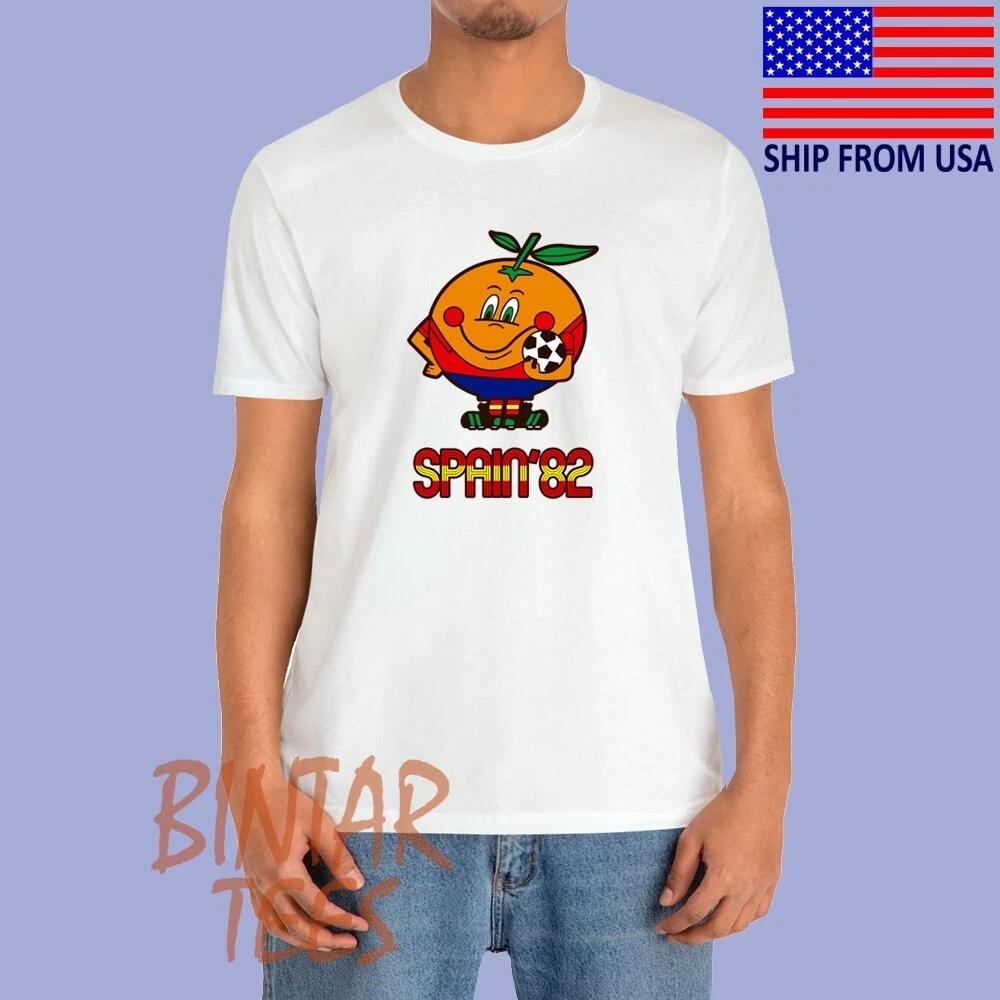 Spain 82 World Cup Football Men s White Size S to 5XL 4XL