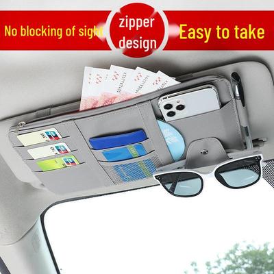 Multifunctional Car Sun Visor Glasses Holder and Interior Storage Bag