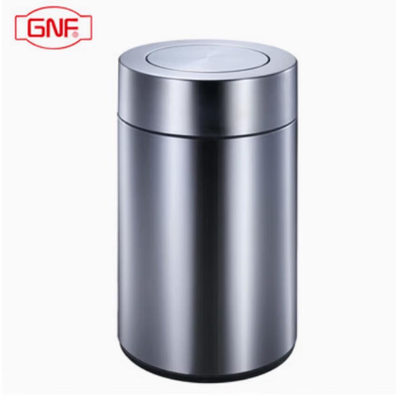 GNF Round Flip Lid Stainless Steel Commercial Trash Can, 95L