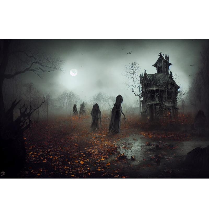 Happy Halloween Skeletons Photography Backdrop Spooky Forest Moonlit Pumpkin Lantern Party Decor Photo Studio Props Background