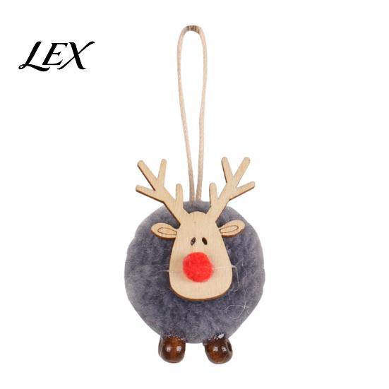 Small Lightweight Xmas Tree Ornaments Christmas Felt Elk Hanging Ornaments, Cute Fuzzy Pom Reindeer Adorable Deer for Windows Pendant, Holiday