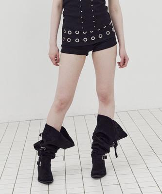 SETUP-EXE Eyelet Waist Short Pants / Black