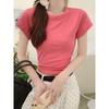 Forward Shoulder Round Neck Short-sleeved T-shirt for Women In Women's Summer New Solid Color Slim Short Hot Girl T-shirt Underwear Top for Women