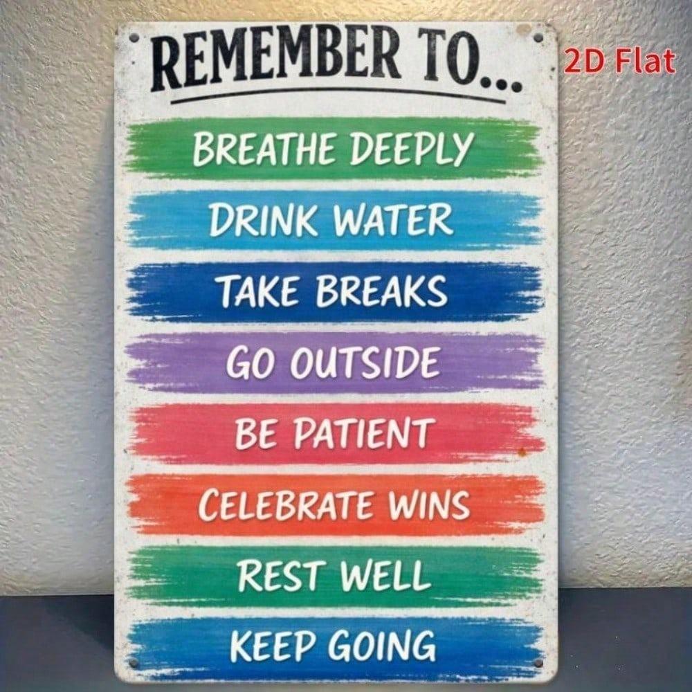 Vintage Relax Metal Sign Mindfulness Wall Art Calming Plaque Home Bedroom Decor