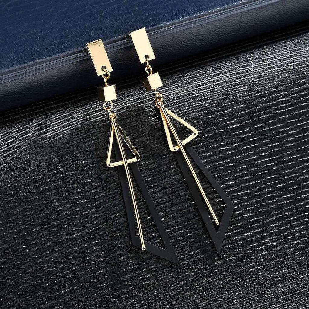 Fancy Hollow Triangle Long Geometric Drop Earrings for Girls & Women