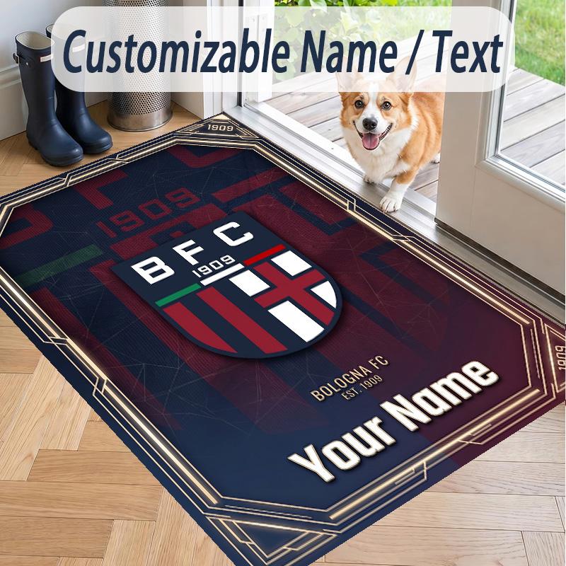 Custom Text Printed Rug Bologna FC Non Slip Floor Carpet For Home Room Decor