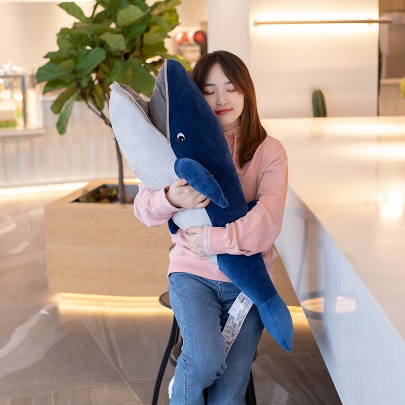 45-120cm Giant Open Mouth Whale Plush Toy Blue Marine Animal Stuffed Doll Huggable Shark Soft Animal Pillow Floor Mat Kids Gift
