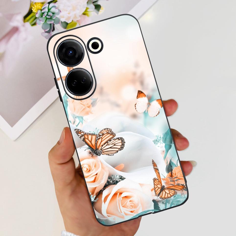 For Tecno Camon 20 Pro 4G 5G Case Cute Cat Cartoon Love Heart Liquid Silicone Shell For Tecno Camon 20 Premier Camon20 4G Funda