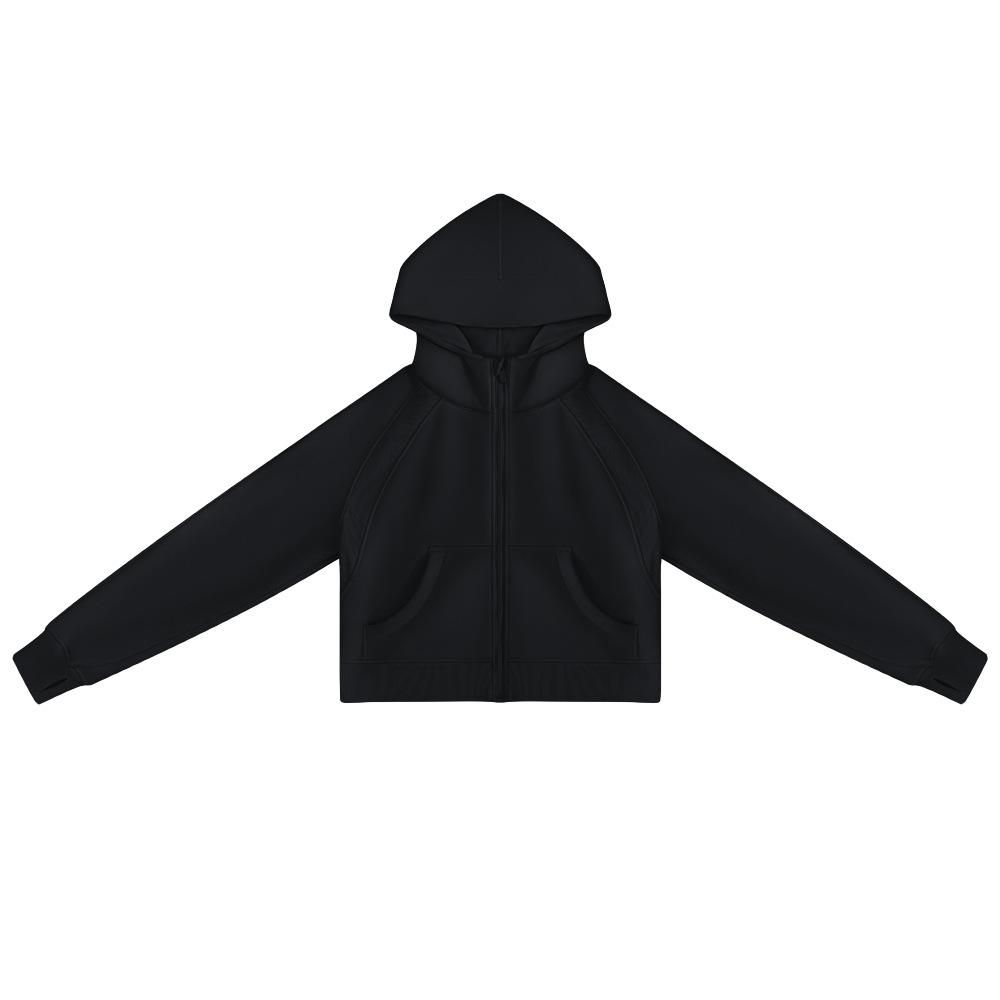 Autumn And Winter Fleece Warm Zipper Long Sleeved Hooded Sweatshirt, Loose And Casual, Fashionable Sports Wear, Yoga Fitness Jacket For Women