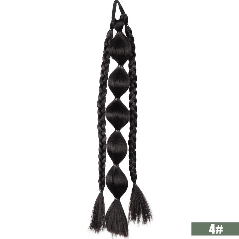 Queue de cheval synthétique à bulles Élastique Style Tresse Queue de cheval Extension de cheveux Perruque Convient aux Femmes Filles Port quotidien