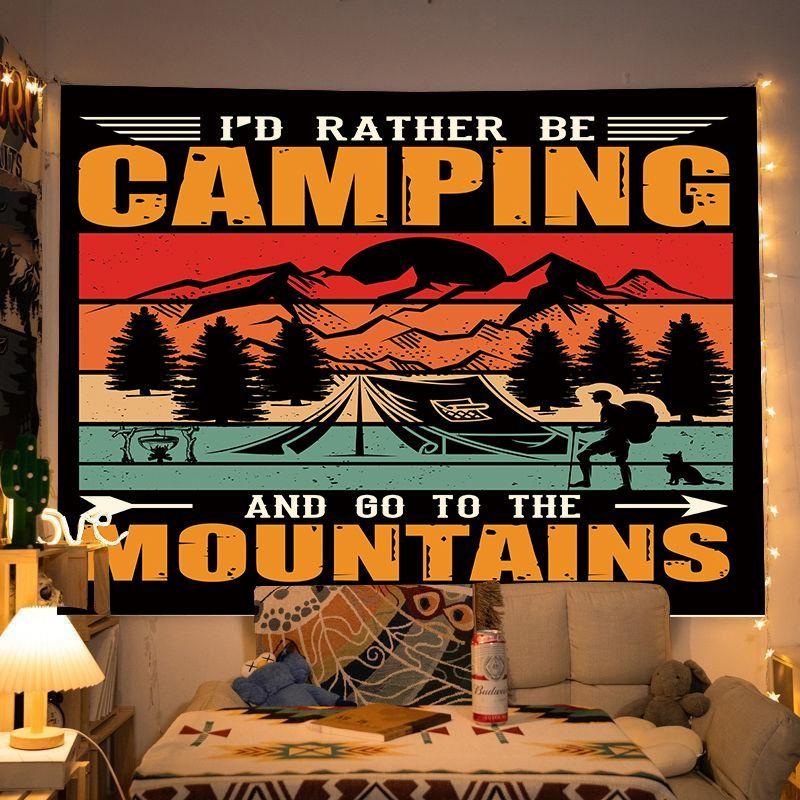 Vintage Backdrop Fabric, Camping Wall Decor, Bedroom Headboard Hanging, Dorm Room Tapestry