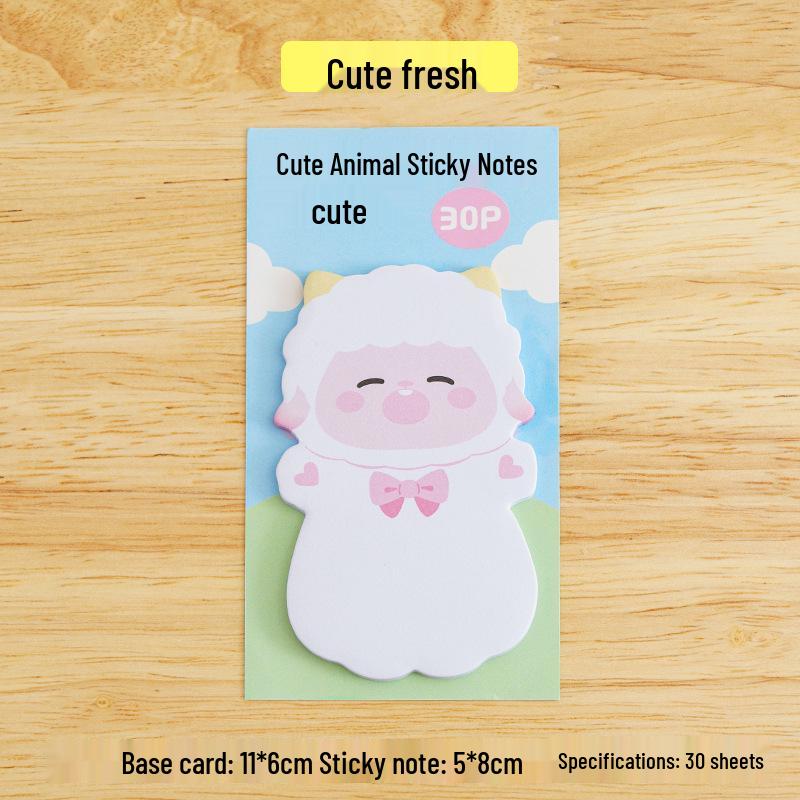 Adorable Animal Sticky Notes - Creative Irregular Shape Memo Pads in Girly Style 30 Sheets/Pad