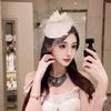 Hepburn-style Noble Lady Netted Pearl Small Hat, Daughter with Delicate Temperament Hairpin, Cheongsam Dress, Hat
