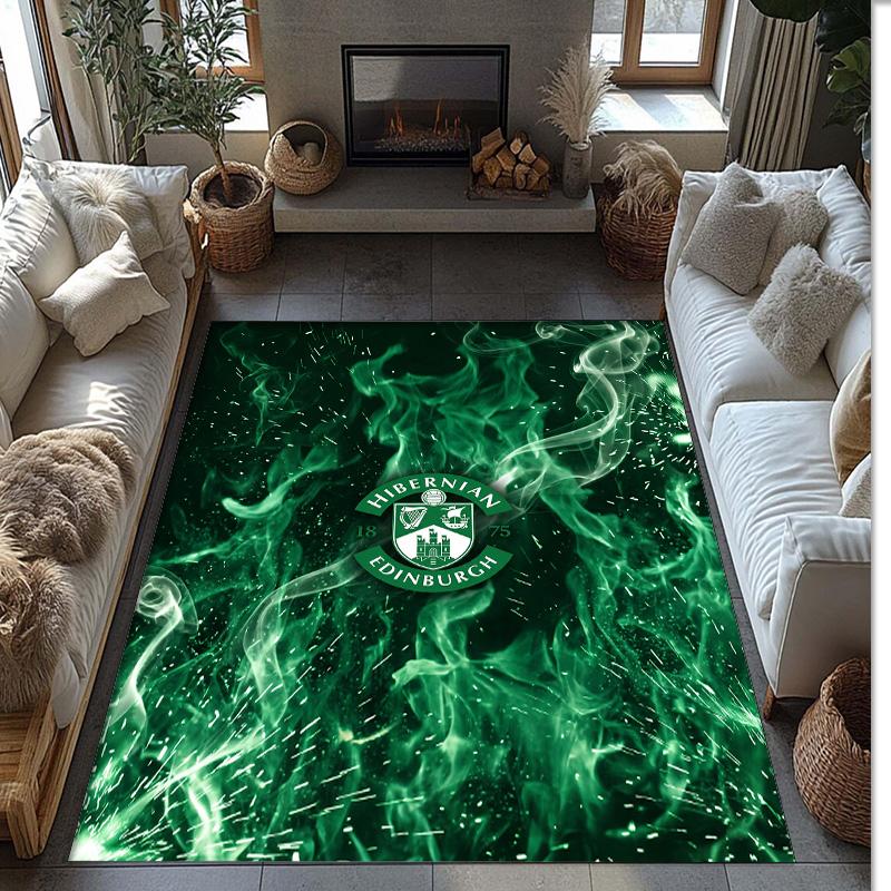 Tappeto Morbido per Pavimento Antiscivolo Hibernian FC Calcio Calcio Modello Tappeto per Interni Tappetino Decorazione Sportiva per Camera da Letto