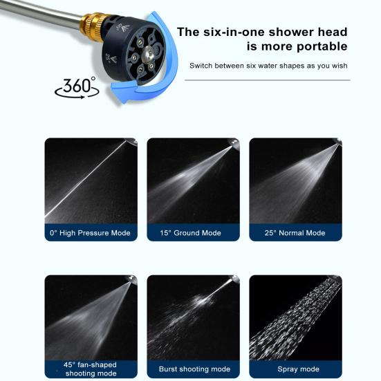 Cordless Pressure Washer 600PSI High Pressure Washer with 6-in-1 Nozzle Handheld Electric Pressure Cleaning Tool