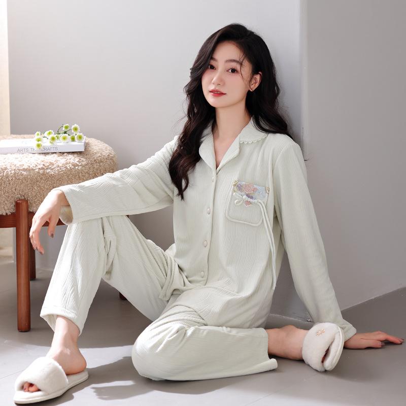 

Island Fleece Pajamas Women S Autumn And Winter Fleece Long-Sleeved Warm Coral Fleece Can Be Worn Outside Loungewear High-End Suit 3XL