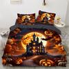 Dark Night Halloween Castle 3D Printed Bedding Set Cozy Soft Duvet Cover Set King Queen Twin Size Halloween Gift Bedroom Decor
