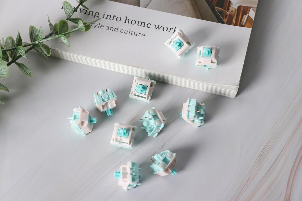 EPOMAKER Jade Blossom Keyboard Switch LY Stem Full POM Housing for Gaming Keyboard Linear 5 Pin Switch 30pcs Jade Blossom Pre-lubricated (Linear,