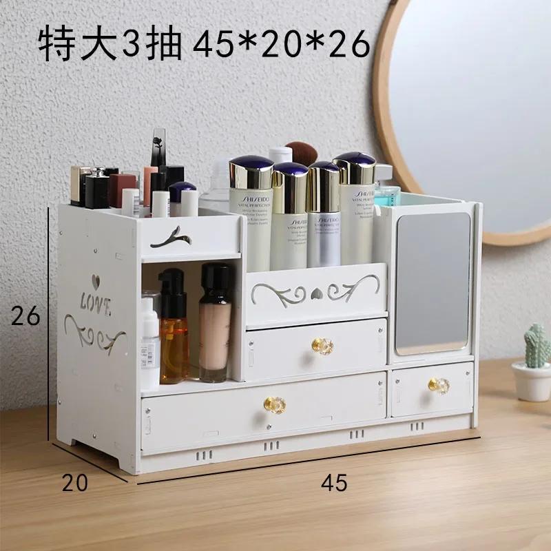 Large Dressing Table With Mirror And Drawer Storage Makeup Bedroom Furniture Desktop Storage Makeup Vanity Box Home Furniture