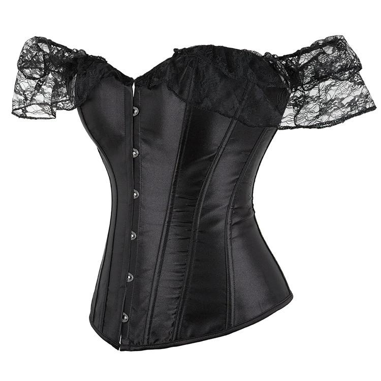 JYL Satin Lace Short sleeved Palace Beauty Bodysuit with Waist Shaping