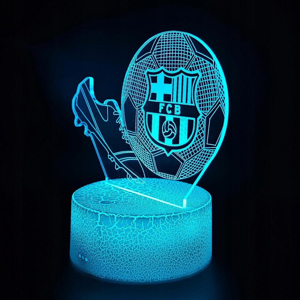 Lámpara de Escritorio Nocturna Para Niños Fc Barcelona Fútbol Soccer 16 LED 3D + Mando a Distancia