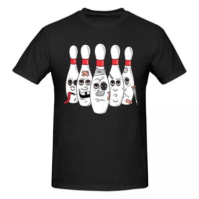 Unisex Cartoon Bowling Scared Bowling Fun T Shirt Streetwear Plus Size Oneck Cotton Sleeve T Shirt Homme