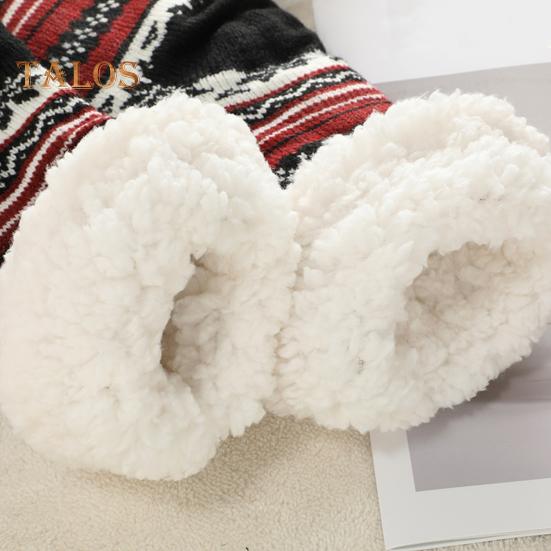 Ultra-thick Cashmere Slipper Socks Winter Warm Fuzzy Home Socks with Non-Slip Silicone Grips for Women Men