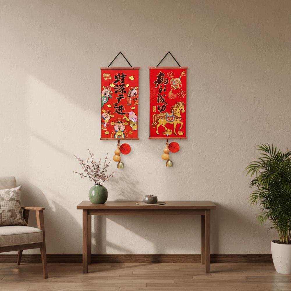 Chinese Style Chinese New Year Decoration Cartoon New Year Door Couplet Blessing Pendant  Wall